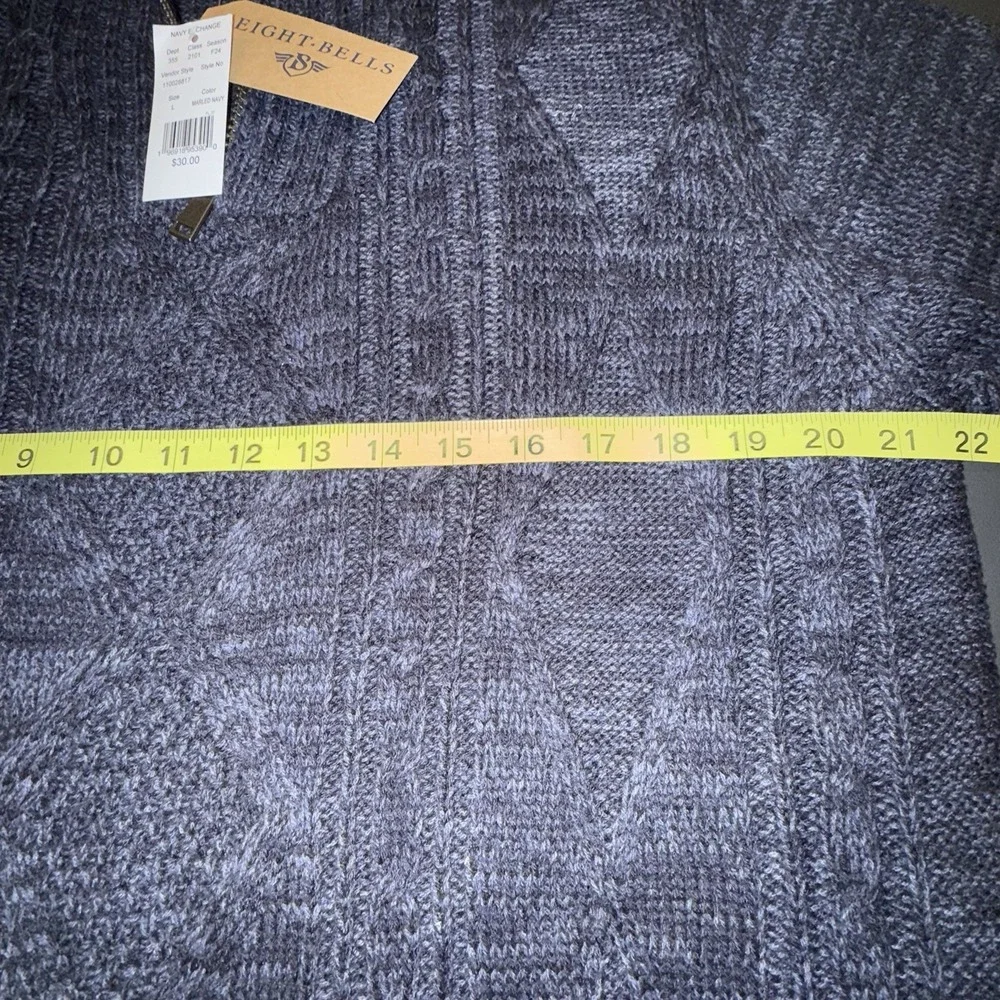 Eight Bell Men's Knitted Quarter Zip Up Pullover Sweater in Navy Blue‎ NWT Dad